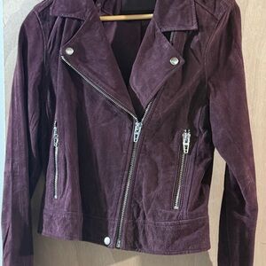 Women's Suede Moto Jacket - Purple